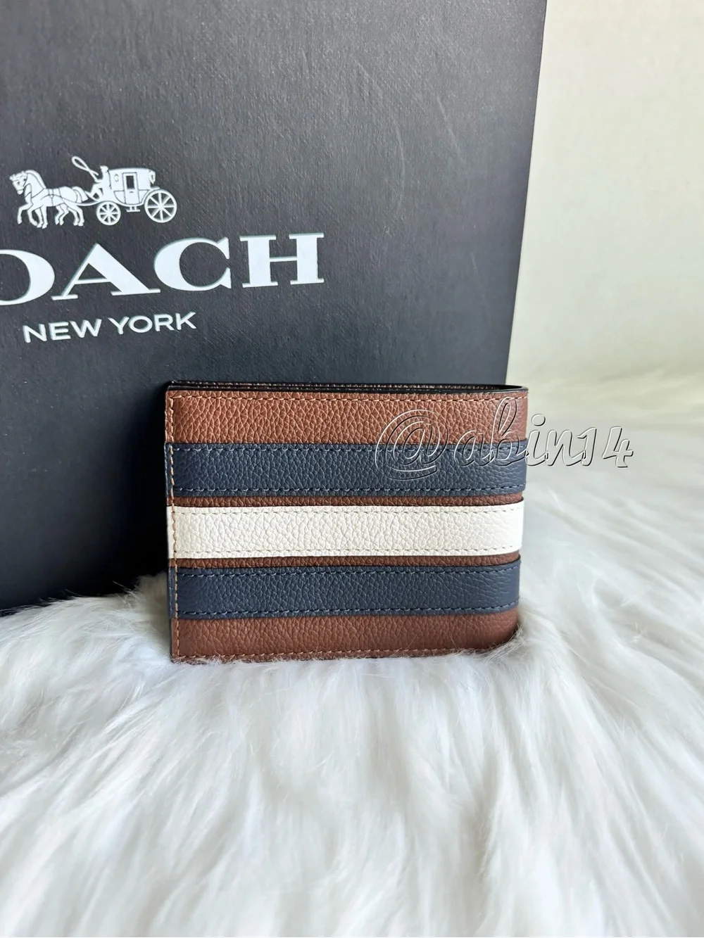 NWT Coach Slim Billfold Leather Wallet Saddle Color